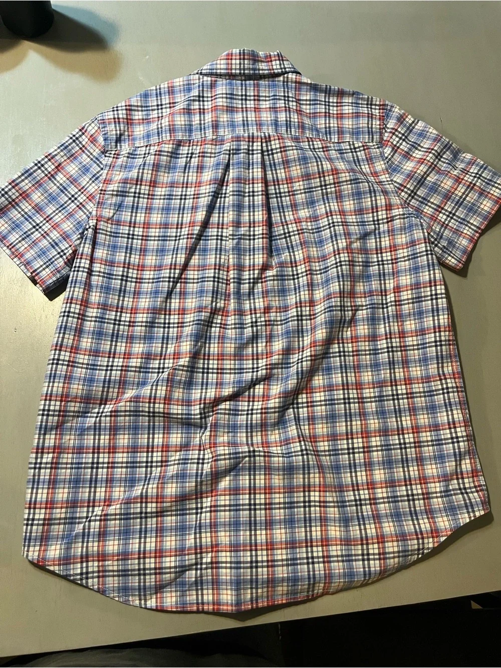 Polo Ralph Lauren Boys L (14-16) Short Sleeve Plaid Button Down Shirt Blue Red